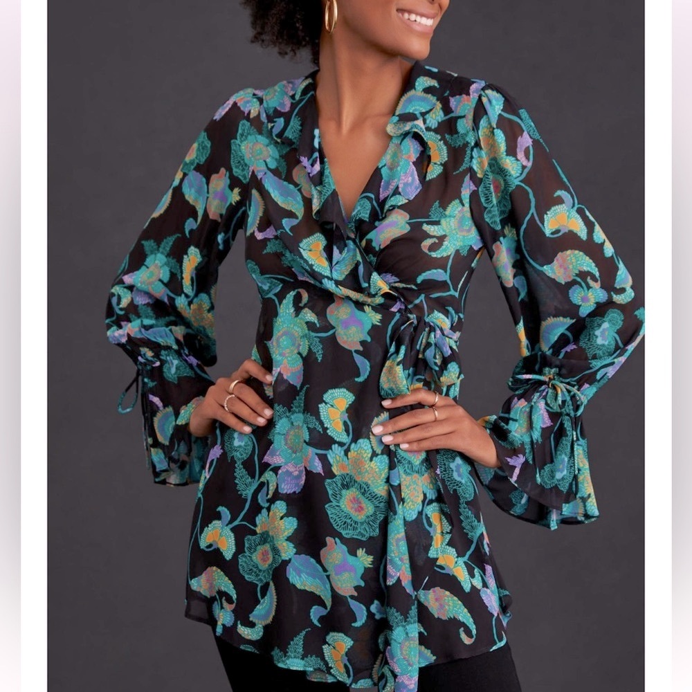 By Anthropologie Sheer V-Neck Tunic SP